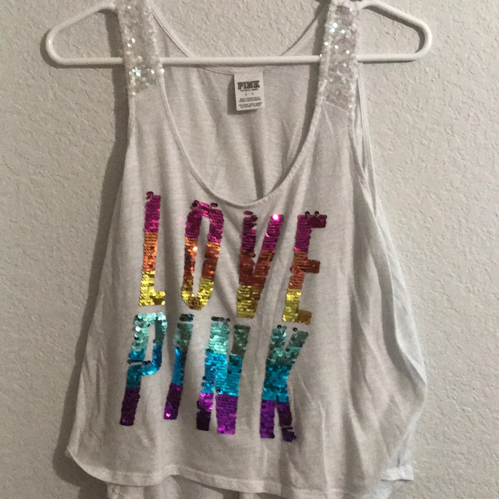 VS PINK rainbow sequin tank